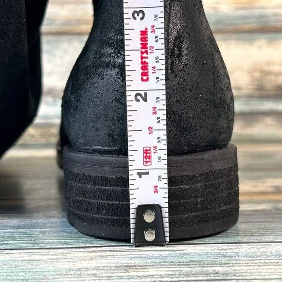 Born Over The Knee Boots Womens Size 7 Black Suede Pull On Block Heel Round Heel - Picture 12 of 13